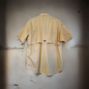 Columbia PFG Button Down Fishing Gold Color Vented Pro Gear Shirt Size XL