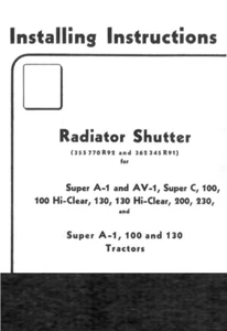 IH McCormick Farmall Radiator Shutter Owner's Installing Instructions - Picture 1 of 5
