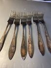 Six Russian USSR Melchior Silver Plated Dinner  Forks , 1989