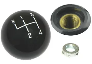 Black 4 Speed Hurst Gear Shift Knob 3/8"-24 Thread & Lock Nut 1964-72 GM Models - Picture 1 of 2