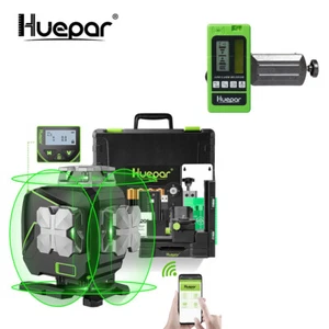 HUEPAR 4D Grüner Selbstnivellierender Kreuzlinienlaser mit LCD + Laserdetektor - Bild 1 von 12