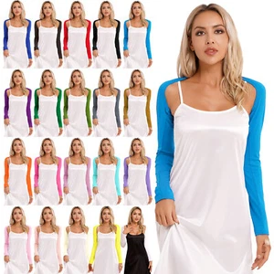 Cardigan donna manica lunga bolero scrollato aperto davanti crop top maniche maniche copricostume - Foto 1 di 194