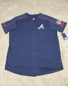 NWT Atlanta Braves Jersey Mens Size XXL 2XL Navy Blue Baseball Majestic Mesh MLB - Picture 1 of 9