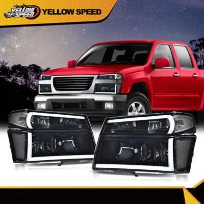 Fit For 2004-2012 Chevy Colorado GMC Canyon LED Tube Headlights Lamps Left+Right - Image 1 of 4