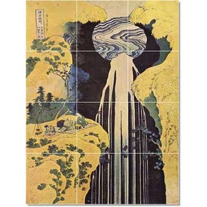 Katsushika Hokusai Ukiyo-E Tile Mural PT22573. 36 x 48 (12) 12x12 tiles - Picture 1 of 1