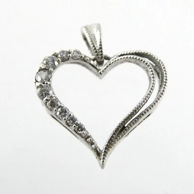 HDS Helzberg Sterling Silver Natural Diamond Heart Pendant 925 .8g 5/8 Inch - Image 1 of 4