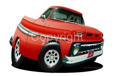 Camiseta 1964 Pickup Truck réplica de dibujos animados #6737 C10 transporte automotriz arte Foto 1 de 1