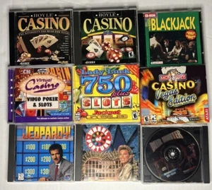 Lot Of 9 PC CD CASINO SLOT GAMES Jeopardy Wheel Of Fortune Vintage Monopoly - Picture 1 of 10