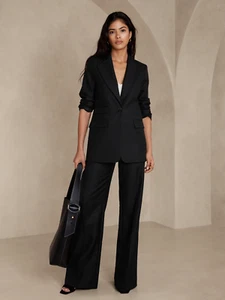 Banana Republic Sz 4 4R Lido Sculpted Italian Wool Blazer Black Jacket Suit Coat - Picture 1 of 9
