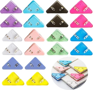 Corner Paper Clips - 20 Pcs Transparent Triangular File Clips for Documents, Boo - Picture 1 of 7