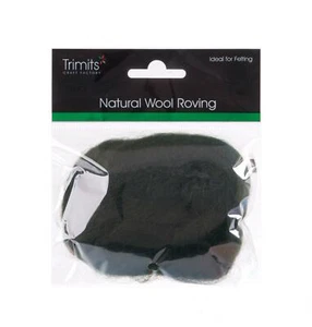 TRIMITS Natural 100% Wool Roving For Needle Felting 10g - DARK GREEN - Picture 1 of 1
