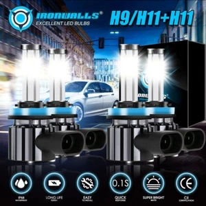 6Sides H9 H11 Hi/low LED Headlight for Chevy Impala 2006-13 Malibu 2004-12 6000K - Picture 1 of 12