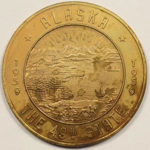1959 Alaska The 49th State Fairbanks Chamber of Commerce Bronze Medallion - Picture 1 of 2