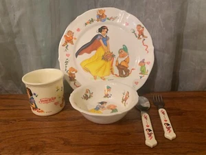 5-Piece SELANDIA SNOW WHITE & THE SEVEN DWARFS -Cup/Bowl/Plate Fork-Spoon-83 - Picture 1 of 2