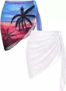 2 Pieces Women Beach Sarongs Sheer Cover Ups Chiffon Bikini Wrap Skirt for Swimw - Picture 1 of 12
