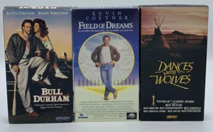 3 KEVIN COSTNER VHS Movies, Bull Durham, Field Of Dreams, Dances With Wolves - Picture 1 of 7