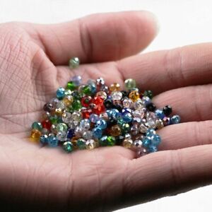100pcs Austrian Glass Crystals Beads 4mm Faceted Flat Loose Bead Jewelry Making 