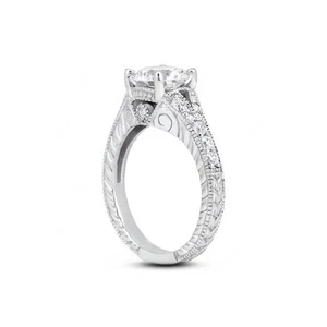 Verlobungsring 1,04 kt F SI1 runder natürlicher Diamanten Weißgold Vintage-Stil - Bild 1 von 7