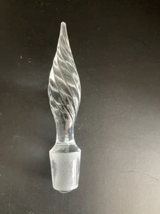 Vintage Glass Decanter Stopper Replacement Clear Swirl Genie Bottle MCM 5.5" EUC - Picture 1 of 12