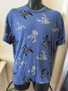 Vintage Disney Lilo & Stitch Shirt Blue All Over Print Short Sleeve Size XXL - Picture 1 of 15