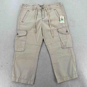 NWT Polo Jeans Ralph Lauren Pants White Women's Sz 8 Cargo Capri Straight Cotton - Picture 1 of 8