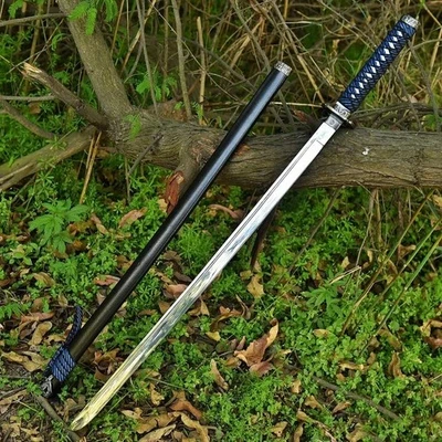 Espada Katana Azul Hecha a Mano - Real Full Tang Acero Alto Carbono Samurai Japonés Foto 1 de 4