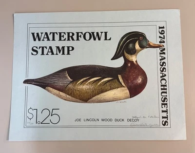 1974 Massachusetts State Large Waterfowl Stamp & Print by Milton Wieler - Image 1 of 4
