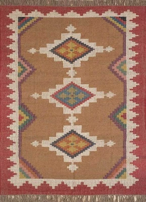 Kilim Wool Jute Carpet Natural Woven Rustic Boho Home Decor Carpet - Image 1 of 4