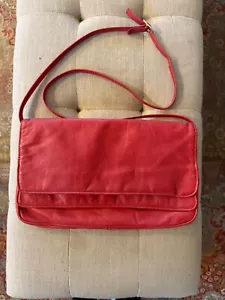 Vintage Stone Mountain Double Flap Red Leather Crossbody Bag - Picture 1 of 7