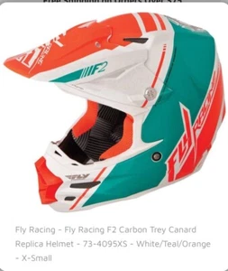 Fly Racing F2 Carbon Trey Canard Replica Helmet XS Like New Turquoise Orange - Picture 1 of 8