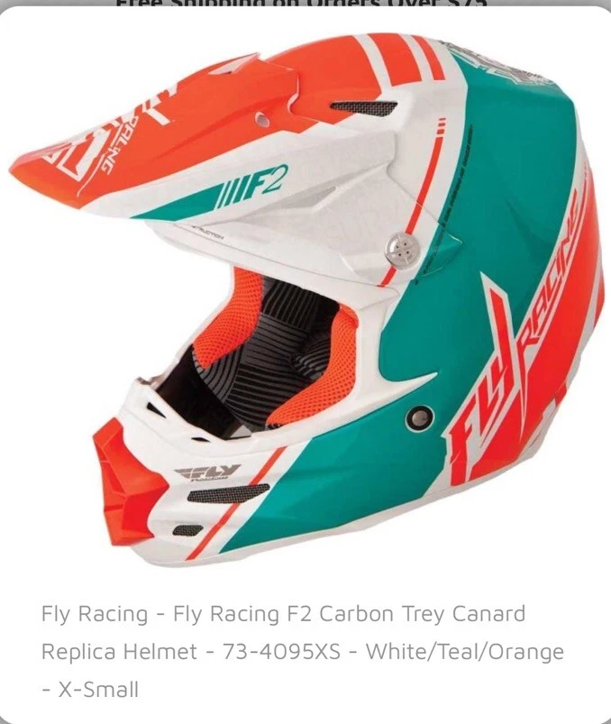 Fly Racing F2 Carbon Trey Canard Replica Helmet XS Like New Turquoise Orange - Image 1 of 4