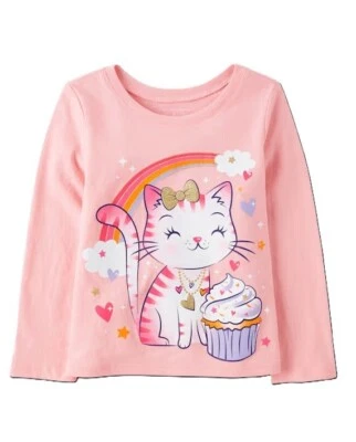 Nueva Camiseta Rosa TCP The Children's Place Cat Cupcake Talla 3T Nueva con Etiquetas Foto 1 de 2