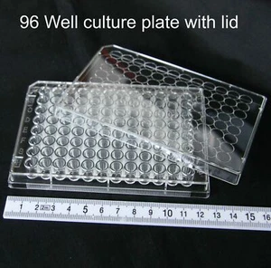 96 Well Culture Plate with lid Flat Bottom Polystyrene Non Treated Single use - Picture 1 of 1
