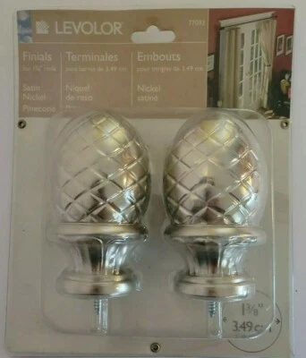 Acabados de piña de níquel satinado Levolor 77093 1 3/8" 1 paquete de 2 nuevos stock antiguo Foto 1 de 4