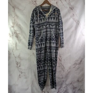 Kavu One Piece Size XXS Gray Sweatshirt Pajama Hoodie Jumpsuit Ernesto Geometric - Picture 1 of 12