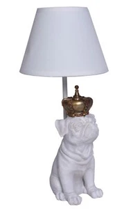 Table Lamp Pug With Crown Lamp Country Style Mopsfgur Hundegfigur - Picture 1 of 7