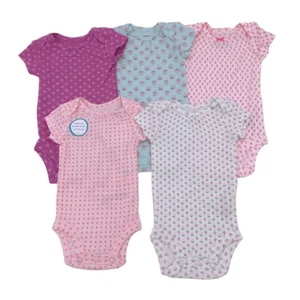 New Carter's Baby Girls Infants Floral Short Sleeves 5 Pack Bodysuits Set - Picture 1 of 6