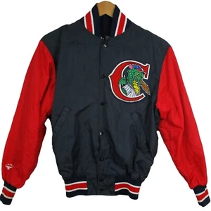 XS Super Rare Chico Heat Baseball Mens Satin Jacket Blue Vintage Made In USA - Bild 1 von 10