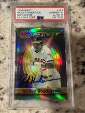 1994 RICKEY HENDERSON TOPPS FINEST REFRACTOR AUTOGRAPH AUTO GRADE PSA DNA 10