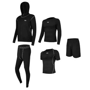5Pcs/Set Mens Tracksuit Quick Dry Athletic Compression Sports Suit Exercise - Picture 1 of 13