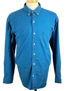 IZOD Men's Blue Plaid Long Sleeve Button Collard Shirt Size Extra Large - Picture 1 of 24