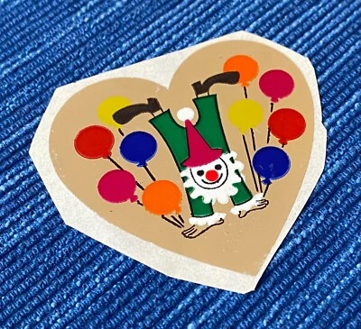 Vintage Sandylion Heart Foil Sticker Mod Balloons Clown 988A - Image 1 of 2