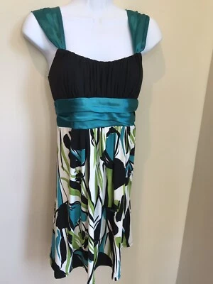 Love Tease Women/Juniors Dress Sleeveless Small Floral Print Black Blue Green - Image 1 of 3