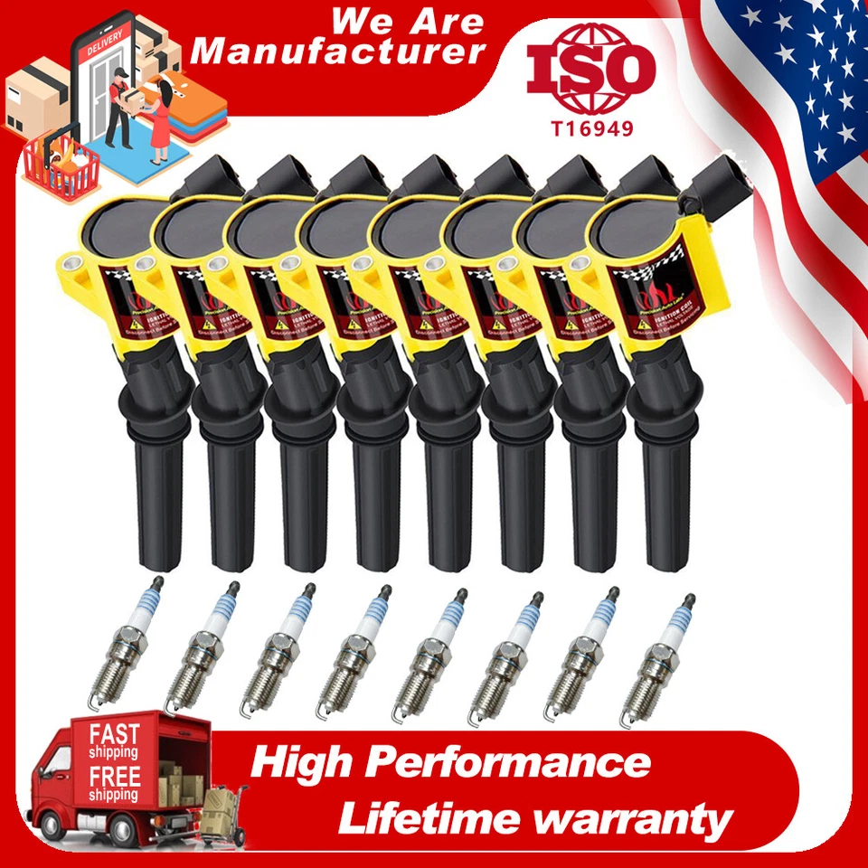 Paquete de 8 bobinas de encendido y bujías de iridio para Ford F-150 4,6 L 5,4 L DG508 SP479 Foto 1 de 4