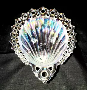 Fenton 95th Anniversary Iridescent Glass Clam Shell Dish w/Scalloped Lace &Box - Picture 1 of 6