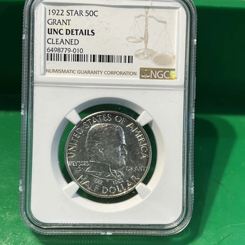 1922 Grant With Star Silver Commemorative Half Dollar Uncirculated Details NGC Cover