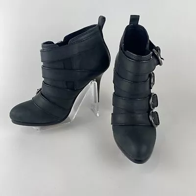 Coach Tessie Womens Size 6B Black Classic Leather Ankle Buckle Boots Shoes - Image 1 of 4
