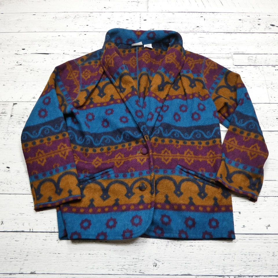 Cárdigan vintage Cabin Creek polar suéter para mujer pequeño S (4/6) azul púrpura Foto 1 de 4