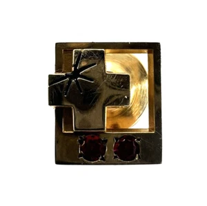 10K Yellow Gold Cross Ruby Tie Tack Pin - Picture 1 of 5