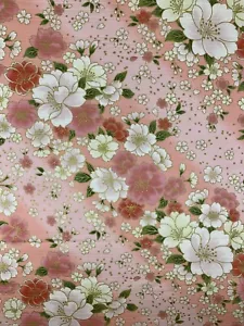 Japanese cotton fabric cherry blossom sakura black or peach floral oriental - Picture 1 of 8